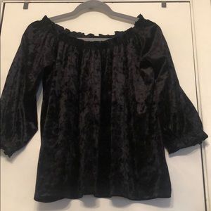 Velvet off-shoulder blouse